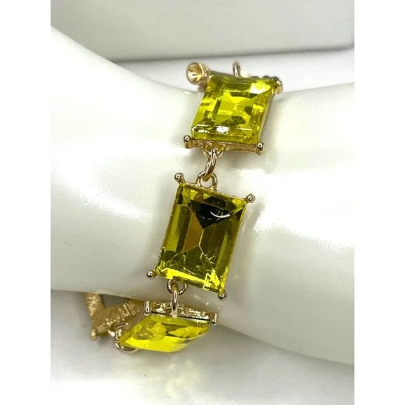 NEW Bracelet Chunky Yellow Gold Rhinestone Trendy Jewelry Fashion hot rocks n98 - Picture 1 of 5